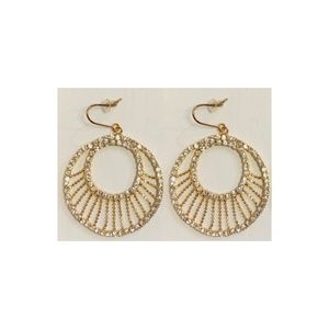 New Henri Bendel's Gold Swarovski Rhinestone Crystal Circle Earrings